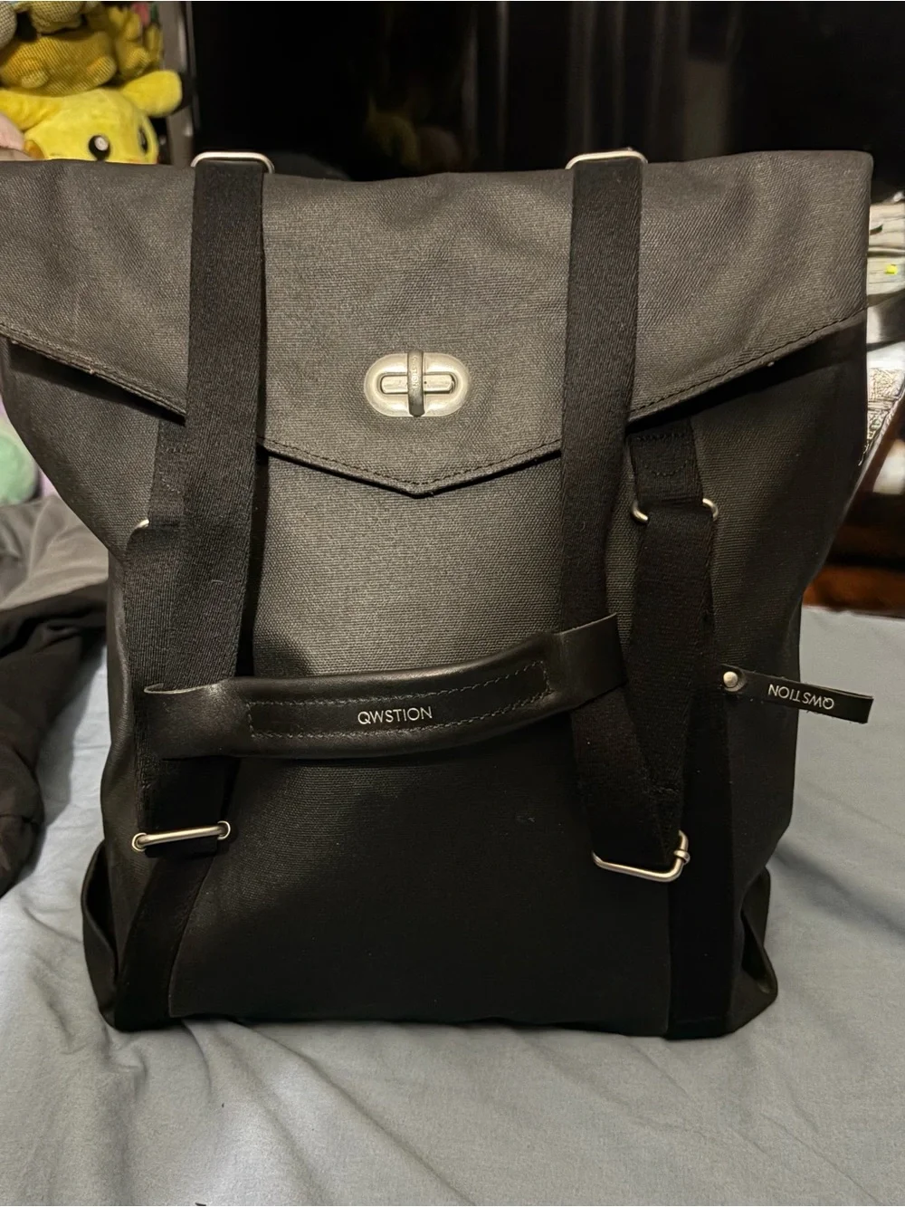 Qwstion Tote Organic Canvas Washed Black